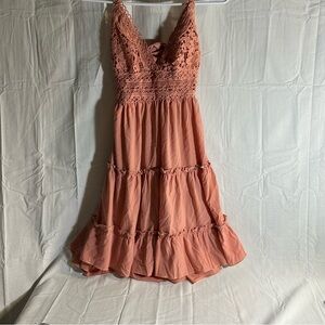 Chic Lace Coral Maxi Dress